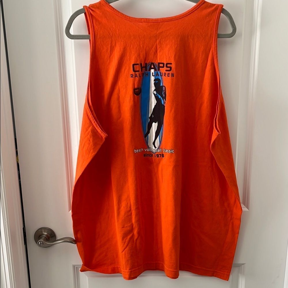 Chaps Ralph Lauren Vintage Beach Volleyball Classic Bright Orange Sleeveless Top